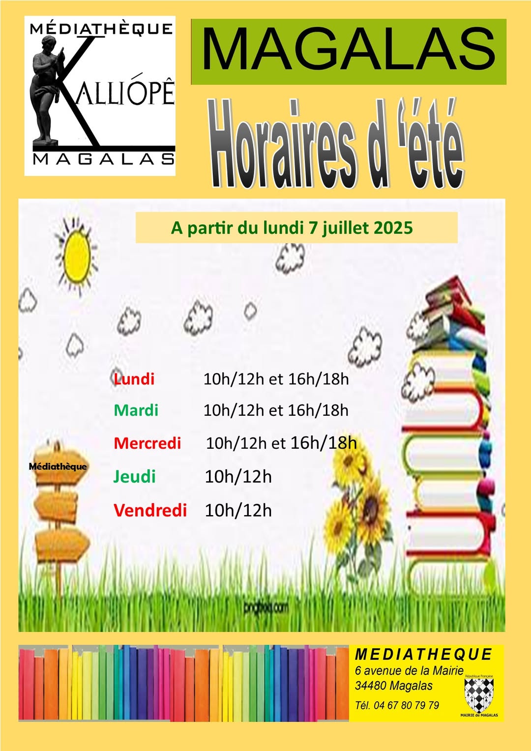 Lire la suite à propos de l’article HORAIRES D’ÉTÉ DE LA MÉDIATHÈQUE