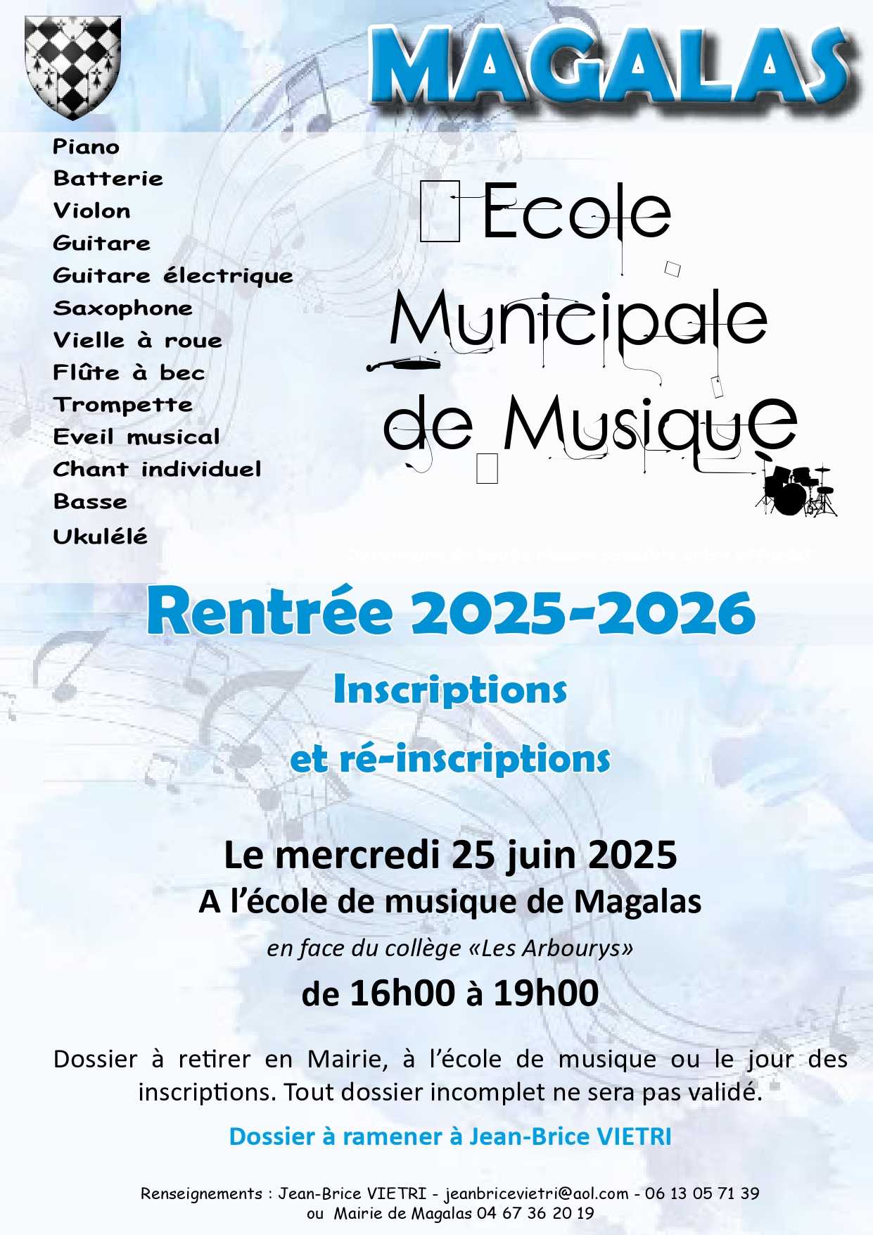 Lire la suite à propos de l’article INSCRIPTIONS & RÉ-INSCRIPTIONS ÉCOLE DE MUSIQUE